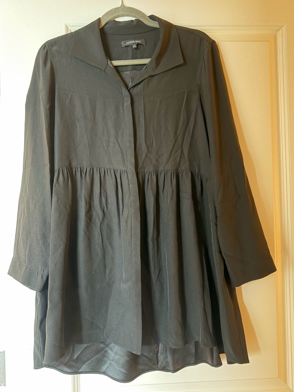 Lafayette 148 New York Black Long-Sleeve Peplum Tunic